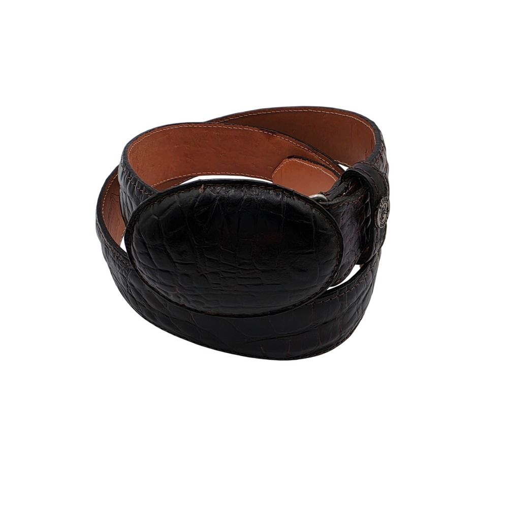 Rogers Belt Western Belt Mens 42 Dark Brown Excellent Crocodile Embossed Leather